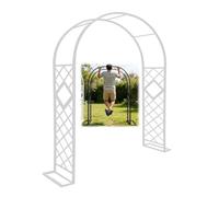 Arche de Jardin pour Rosiers et Plantes Grimpantes, Arceau Résiste à la Rouille Robuste avec Base, Support pour Plantes Grimpantes, Décoration de Fête, Mariage(White-Grid,W300xH240cm)