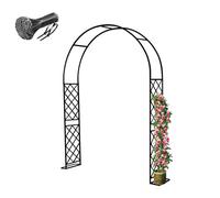 Arche de Jardin pour Rosiers extérieur, tonnelle métal pour Plantes grimpantes, Support pergola avec Base Amovible, Treillis Stable pour décorations pelouse terrasse(Noir,L180 x H240cm)