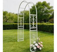 Arche de jardin robuste en métal blanc - Résistant à la rouille - Assemblage sans outils - Treillis élégant pour plantes grimpantes - 140 x 40 x 230 cm - Arche décorative d'extérieur durable pour