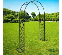 Arche de jardin robuste en métal pour mariages, fêtes et événements en plein air - 280 cm - Treillis en acier pour plantes grimpantes, roses et vignes - Pergola robuste - Noir