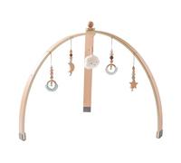 Arche de jeu en bois bébé avec Pendentif Mobile Bébé en Bois Centre d'activités en Bois Jouets interactifs Portique d'éveil pour Bébé à tout-petit 0-3 mois Décoration de Chambre d'enfant