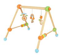 Arche de Jeux Bieco en Bois, Elements de Jeu en Suspension aux Couleurs Lumineuses pour Nouveau-nes et Tout-petits des la Naissance, Baby Gym, Portique d'Activites pour le Developpement des Bebes