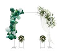 Arche de mariage - 2 m x 2 m - Armature en métal avec 2 supports de fleurs - Support de fond blanc/doré - Pour mariage, anniversaire, fête d'anniversaire, décoration de banquet (blanc, 27 x 27 x 80 cm