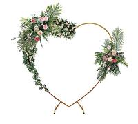 Arche de mariage 2 x 2,1 m en forme de cœur, capacité de charge de 10 kg, arche de mariage en acier au carbone pour photographie, mariages, fêtes d'anniversaire, banquets (doré)
