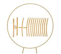 Arche De Mariage Arche en métal avec Support Circulaire for Mariage, Arche Ronde for Ballons, Fleurs, Fond doré, Cadre à Faire soi-même, décoration de fête d'anniversaire(1.5M)