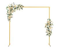 Arche de mariage carrée - 2 x 2 m - En métal jaune - Support de fond autoportant pour mariage, anniversaire, ouverture, remise de diplôme, décoration de fête
