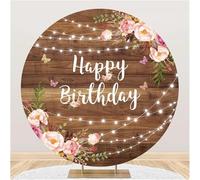 Arche De Mariage Couvre Bois Toile De Fond Ronde pour La Couverture Photographie Planche en Bois Brun Rustique Mariage Fête D’Anniversaire Cercle Photo Fond Arc, Nky02708, D 5ft(150cm) Poly