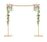 Arche de mariage dorée, 2 x 2,1 m, en métal, support de fond carré pour cérémonie de mariage et décorations de fête