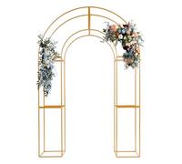 Arche de mariage en fer 1,5 × 2,3 m, capacité de charge 45 kg, structure en fer, structure incurvée, amovible pour banquet, décoration florale DIY pour mariage, fête et événements (doré)