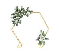 Arche de mariage en métal - Hexagone doré - Arche de mariage - Support de fleurs - 2,2 m - Kit d'arche de ballons en fer