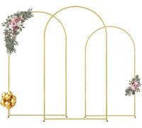 Arche de mariage en métal par 3 - Arche de mariage - Cadre pour fleurs et ballons Décoration - Doré