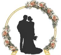 Arche de Mariage en métal Robuste, Portail Lunaire doré/Noir/Blanc, tonnelle de Jardin Circulaire for décoration de fête de Mariage, décorations de Jardin(Gold,HxW/2x2.4m/6.5x7.8ft)