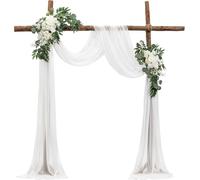 Arche de mariage ensemble avec des fleurs et des rideaux - décoration de l'arc de mariage blanc - y compris 2x guirlandes de fleurs, 1x rideaux