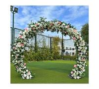 Arche de mariage extérieure avec roses grimpantes - Pergola ronde avec support dorsal (noir, 2,4 x 2,8 m) pour cérémonie, événements, décoration de jardin