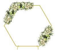Arche de Mariage hexagonale de 2,3 m, Support d'arche en métal pour décoration de fête de Mariage, Remise de diplôme, Anniversaire, fête prénatale, Toile de Fond intérieure et extérieure (doré)
