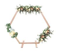 Arche de mariage hexagonale en bois - Arche de mariage rustique - 2,33 x 2,25 m - Arche de fleurs DIY avec ancrages à herbe - Charge stable de 5 kg - Arche de jardin vintage comme fond de photo