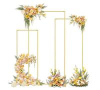 Arche de Mariage Lot de 3 en Métal Doré, Support de Fond Rectangulaire pour Ballons et Fleurs, Cadre Décoratif pour Cérémonie, Anniversaire, Baby Shower, Espace Photobooth de Fête Doré
