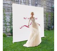 Arche de mariage rectangulaire en métal avec housse en tissu - Arche de rose solide - Support moderne pour arche de ballons - Kit pour fête de mariage - Décoration de jardin (blanc + blanc, 2 x 2 m)