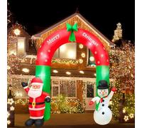 Arche de Noël avec Père Noël et Bonhomme de Neige, 2,4 m de Haut avec Lumières LED Arc Gonflable pour Extérieur, Intérieur, Jardin, Décoration de Cour et Disposition de Lieu