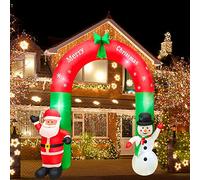Arche de Noël avec Père Noël et Bonhomme de Neige, 2,4 m de Haut avec Lumières LED Arc Gonflable pour Extérieur, Intérieur, Jardin, Décoration de Cour et Disposition de Lieu