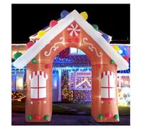Arche de Noël Gonflable de 10 Pieds, décorations d'extérieur en Forme de Maison en Pain d'épices, Arche de Noël géante, décorations de Jardin gonflables avec lumières LED intégrées