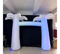Arche de palmier gonflable blanche avec lumières LED pour décoration de fête musicale, publicité, commerce, fête, événements