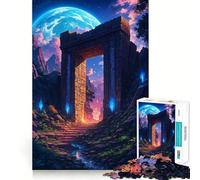 Arche de Pierre Mystique avec Lune Puzzle de 1000 pièces pour Adultes et Adolescents Jeu de réflexion Paisible et Amusant Bords Nets Cadeau mémorable (50x75cm)
