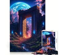Arche de Pierre Mystique avec Lune Puzzle de 1000 pièces pour Adultes et Adolescents Jeu de réflexion Paisible et Amusant Bords Nets Cadeau mémorable (50x75cm)