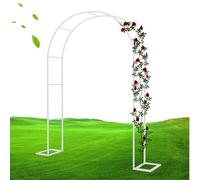 Arche de roses blanche élégante pour mariages et jardins - 140 x 230 cm - Treillis résistant aux intempéries pour plantes grimpantes - Portail floral robuste avec base - Parfait pour la décoration