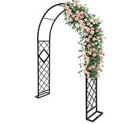 Arche de treillis de jardin pour plantes grimpantes, support en métal pour roses, tomates, vignes, grande pergola pour décoration de mariage, 220 cm x 240 cm, noir, design durable et robuste