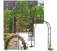 Arche décorative en métal pour rosiers, tonnelle Tubulaire Robuste, Support pour Plantes grimpantes, pergola métallique avec Base de 1,2 m/1,4 m/1,8 m/2 m/2,4 m/3 m/3,5 m (Arche Noire 286 x 220 x