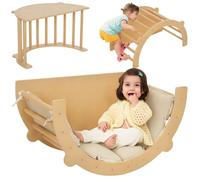 Arche d'escalade 3 en 1 - AIYAPLAY - fauteuil à bascule et table de jeu - coussin - en bois naturel enfants de 18 à 48 mois