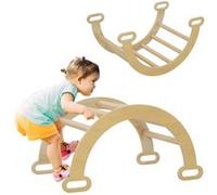 Arche escalade enfants AIYAPLAY bascule en bois d'intérieur pour garçons & filles, tout-petits de 18 à 48 mois, bois naturel