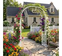Arche en métal robuste pour roseraies, treillis pour plantes grimpantes, cadre de support pour fleurs, décoration de mariage, largeur 139,7 cm, 180,3 cm, 221 cm, 259,1 cm, 299,7 cm, 340,4 cm (blanc, l
