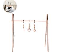 Arche Eveil Bebe Bois,Portique Eveil Bebe,Arche De Jeux Pour Bébé En Bois Avec 3 Jouets,Trappez De Jeu En Bois Pour Bébé,Baby Gym Arche Bois Bébé Jouet Actif Pour Chambre De Bébé (couleur du bois)