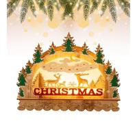 Arche flottante de Noël - 22 x 17,5 cm - Décoration de Noël en bois - Village de Noël à piles - Décoration d'intérieur - Cadeau de Noël pour amis, famille, collègues (B)