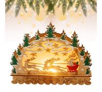 Arche flottante de Noël - 22 x 17,5 cm - Décoration de Noël en bois - Village de Noël à piles - Décoration d'intérieur - Cadeau de Noël pour amis, famille, collègues (A)