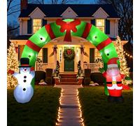 Arche gonflable de Noël de 3,7 m avec Père Noël et bonhomme de neige, décoration d'extérieur gonflable avec lumières LED, décorations d'arche de Noël à l'extérieur pour Noël, fête, cour, jardin