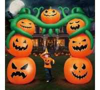 Arche gonflable géante en forme de citrouille pour Halloween, 9 lumières LED lumineuses intégrées pour Halloween, décoration extérieure, cadeaux de fête, maison hantée, pelouse, cour