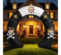 Arche gonflable nautique de 2,3 m avec arche gonflable d'Halloween avec lumières LED intégrées, cordes et piquets, pour jardin, pelouse, fête intérieure, décoration de vacances