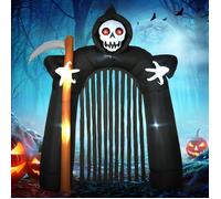Arche Halloween du Faucheur 2,85 m - Gonflage Automatique avec Éclairage LED - Décoration Effrayante pour Jardin et Extérieur