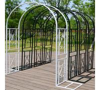 Arche Jardin Métal Arcade Mariage pour Plantes Grimpantes de Rose, Arceau À Rosiers pour Pelouse, Décoration De Fête De Mariage(Blanc,W220 X H230cm)