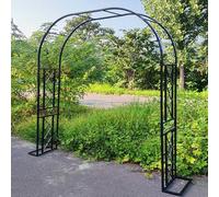 Arche Jardin pour Grimpantes, Arceau à Rosier Grande, Large 140cm 180cm 220cm 260cm 300cm 340cm pergola en Metal, Robuste Arche de Mariage Acier(Black,340cmx230cm)