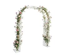 Arche Jardin pour Plantes Grimpantes, Arcade à Rosiers Décorative 180cm 200cm 220cm 260cm 280cm Tonnelle en Métal Robuste pour Cour Terrasse, Pelouse, Fête, Arrière Cour(White,W180xH270cm)