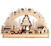 Arche lumineuse de Noël à LED Hivernal Village forestier 44x27cm Peint à la Main