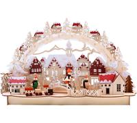 BRUBAKER - Arc lumineux 3D - Paysage d'hiver/Ville enneigée - Éclairage LED - 43,5 x 27 x 10,1 cm - Détails peints à la main - Bois naturel - Décoration de Noël traditionnelle