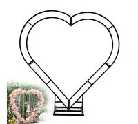 Arche Mariage en Forme Cœur avec Base, Treillis Métallique Robuste for Jardin Fleuri Extérieur, Plantes Grimpantes