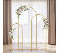 Arche Mariage Métallique 3 Pièces, Arche Jardin Décoration Ballon Backdrop Or (2.2 m / 2 m / 1.8 m), Support Toile de Fond pour Mariage, Anniversaire, Arche Ballon et Déco Jardin