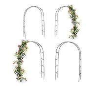 Arche pour rosiers et Plantes grimpantes, Lot de 4, 240 cm, tuteur en métal, résistant aux intempéries, Vert