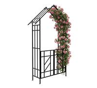 Arche pour rosiers, treillis, toit pointu, fer noir